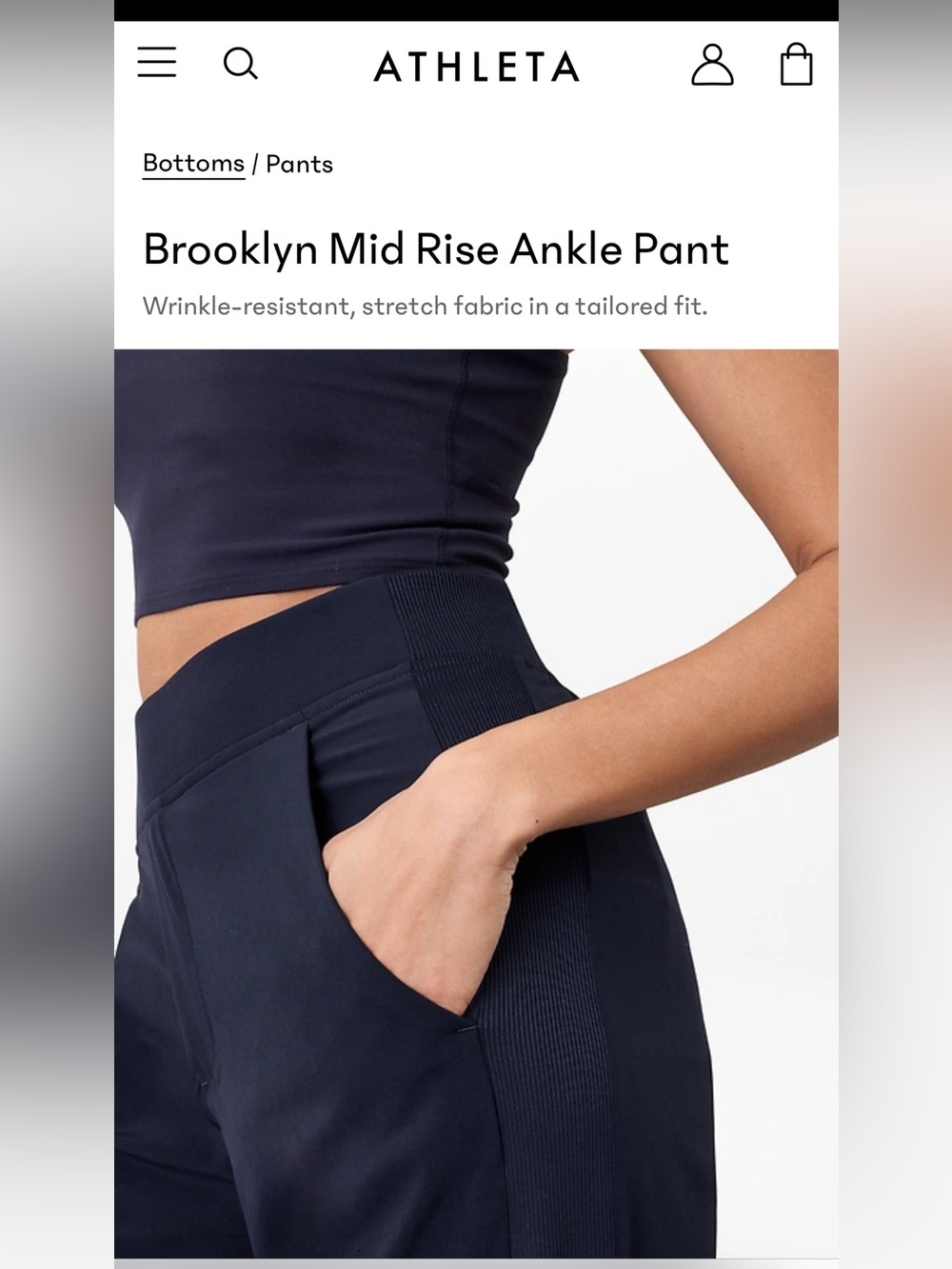 Like New Athleta Brooklyn Mid Rise Ankle Pant - Black - Picture 5 of 11
